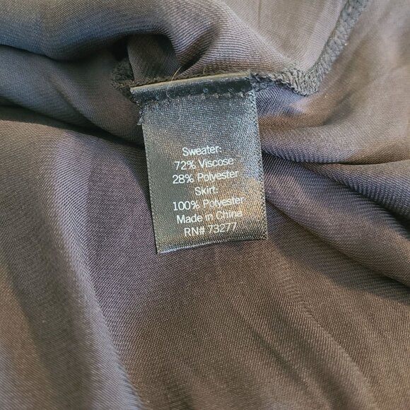 Simply Vera Wang Black Sweater Top Dress Flowy Skirt Staple Basic Gilmore NEW L - Picture 6 of 9